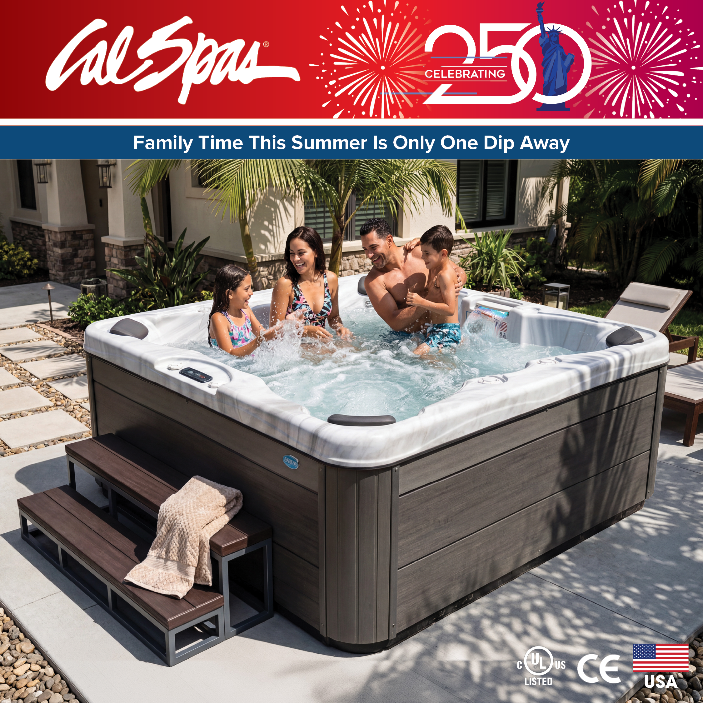 Calspas hot tub being used in a family setting - Pawtucket